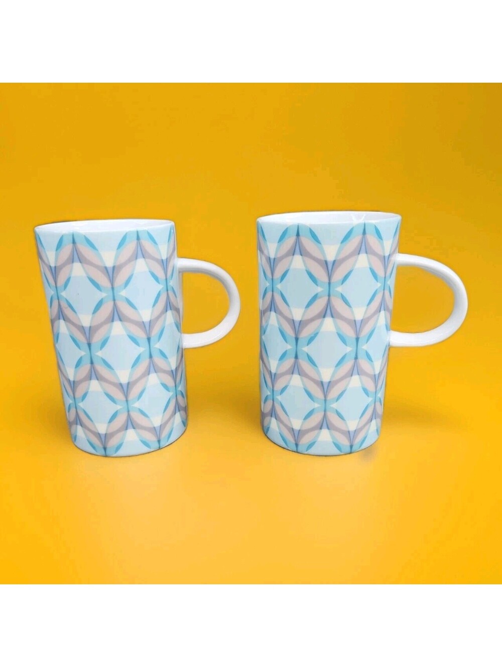Next Geometric Abstract Design Coffee Mugs Cups Tall Handles - Set Of 2